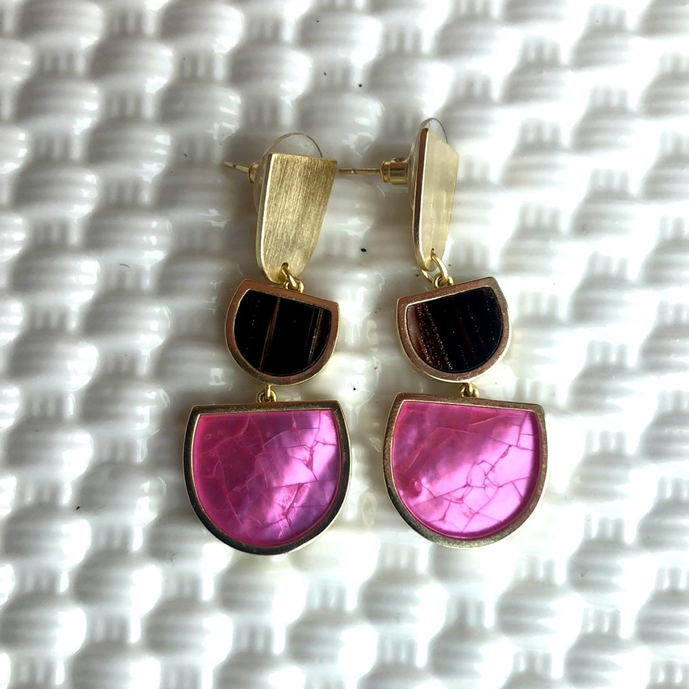 Kendra Scott Earrings 2-tier drop in pink/brown